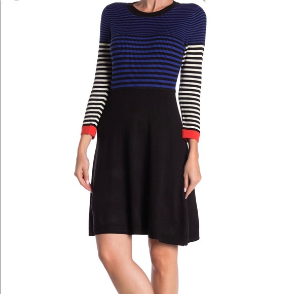 Eliza J Dresses & Skirts - ELIZA J Duo Stripe ColorBlock Long Sleeve Dress L